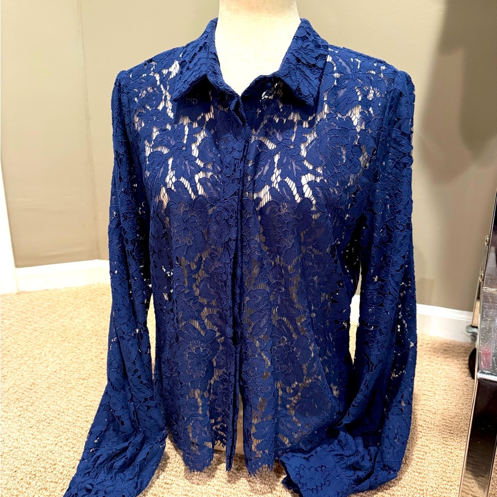 Jada lace button down blouse